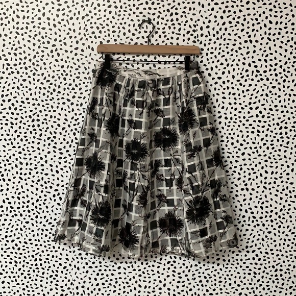 NWT Halogen Grid Print Layered Skirt